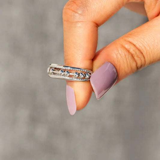 Vintage Triple Band Fidget Spinner Rings for Women Girl anti Anxiety Finger Ring Stress Release Rotate Bead Gothic Jewelry Gifts