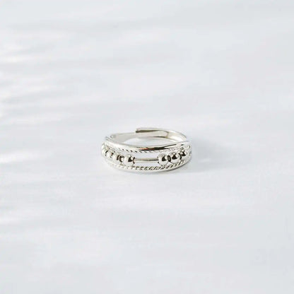 Vintage Triple Band Fidget Spinner Rings for Women Girl anti Anxiety Finger Ring Stress Release Rotate Bead Gothic Jewelry Gifts